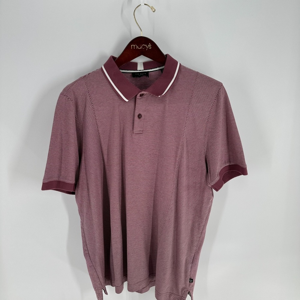 Ted Baker London Taigaa Striped Classic Pullover Polo Shirt Maroon Size 5